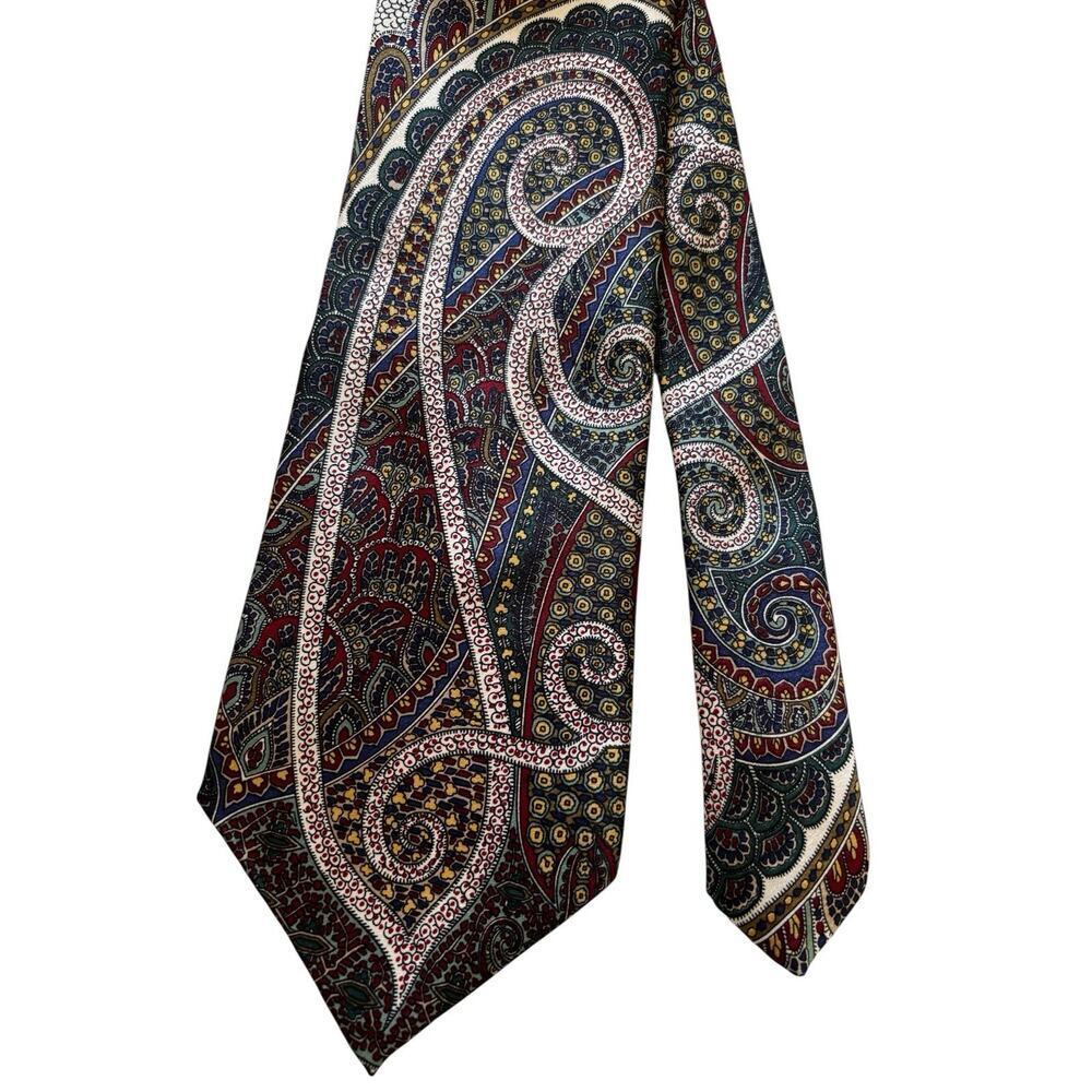 Pierre Cardin Men's Paisley Silk Tie X-long 62” x 4” Made In USA Vintage